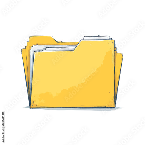 Bright Yellow Folder with Papers, Organized and Ready