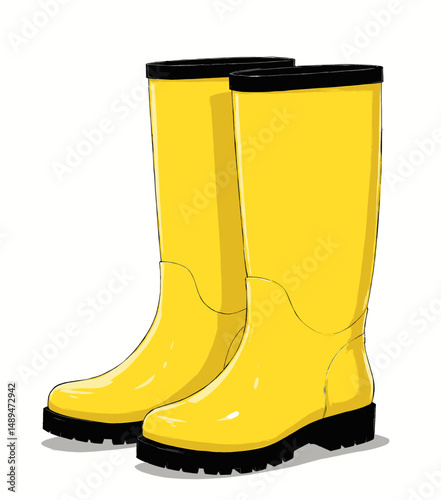 Bright Yellow Rain Boots for Rainy Days