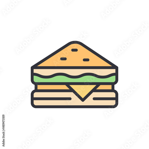 Delicious Triangle Sandwich Illustration With Layers And Vibrant Colors