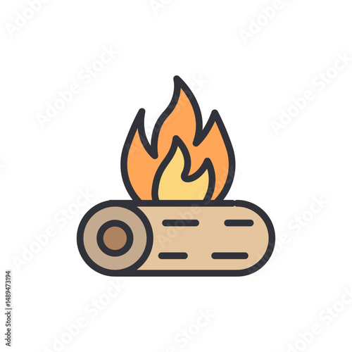 Stylized Campfire Illustration With Transparent Backdrop And Warm Flames