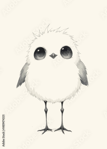 Cute Owlet Drawing in Black and White