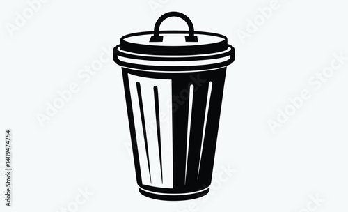 Trash can silhouette, Waste bin icon, Garbage container vector, Trash bin graphic, Rubbish can outline