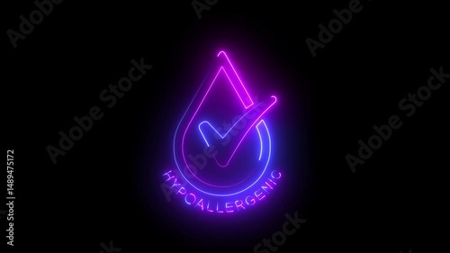 abstract glowing neon line check mark icon animation on the black background. 4k video.
