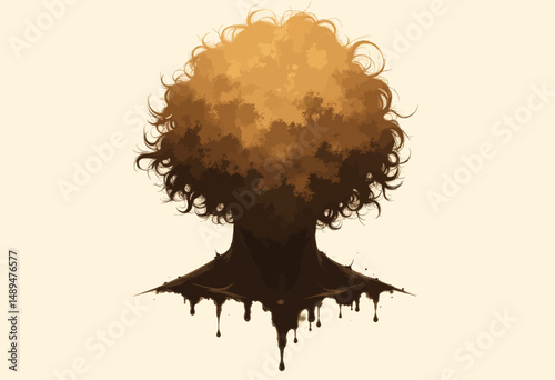 Enchanted Tree with Dripping Bark in Golden Sunset