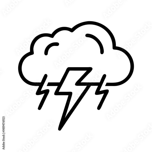 Icon of storm cloud with lightning representing Natural and Weather Phenomena  