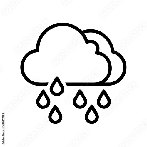 Simple line art of a rain cloud with dripping raindrops representing Natural and Weather Phenomena  