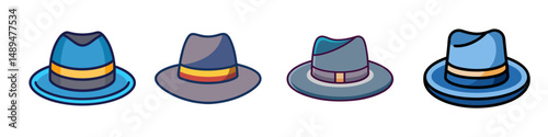 fedora flat illustration flat style