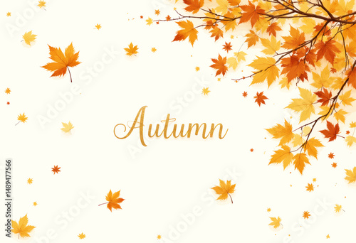 Golden Autumn Leaves Floating in Crisp Air with Warm Hues