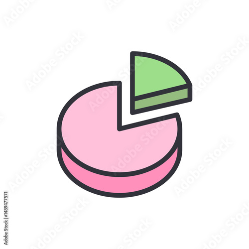 Illustration Of A Colorful Pie Chart With Detached Green Slice