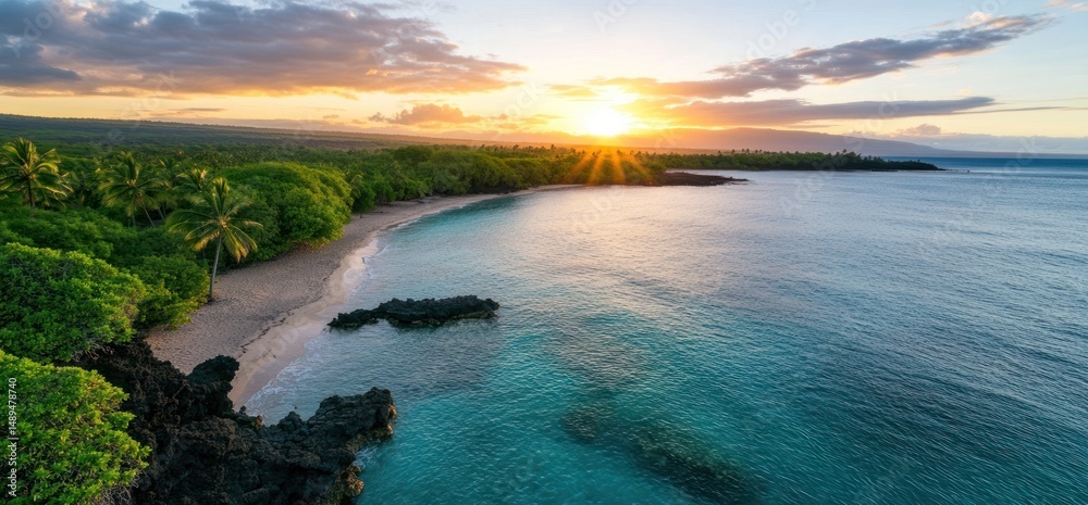 Fototapeta premium Tropical paradise sunset beach