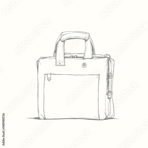 Minimalist Briefcase Sketch with Leather Details