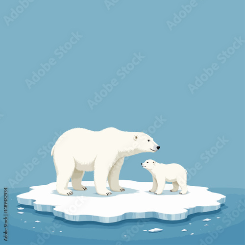 Polar Bears on Melting Iceberg, Arctic Serenity