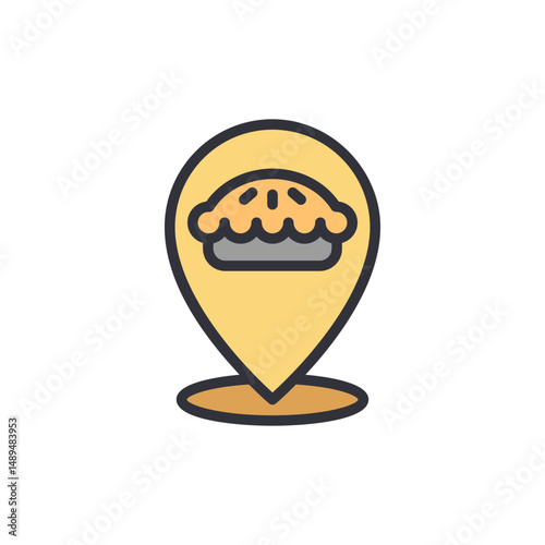 Pie Location Icon Delicious Treat Destination Symbol Design On Transparent