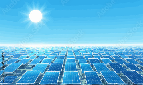 Solar Panels Under Clear Blue Sky