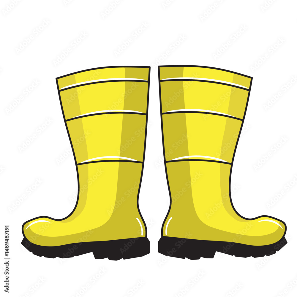 Rubber boots vector. Outdoor accessories in rainy days. Flat vector isolated on white background.
Rubber boots vector. Outdoor accessories in rainy days. Flat vector isolated on white background.