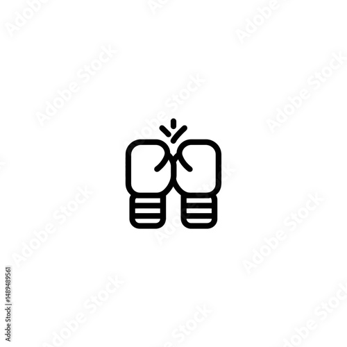 Boxing gloves clash impact competition white background simple
