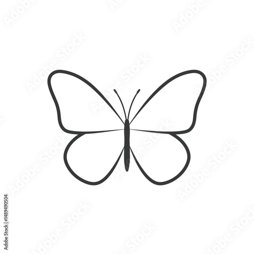 Simple butterfly outline flies isolated against white