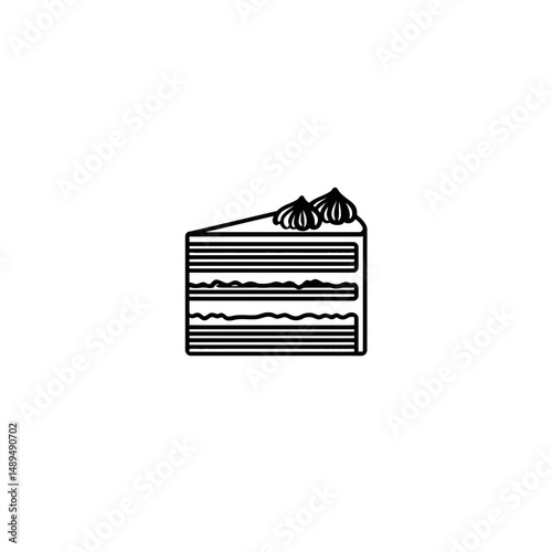 Layered cake presents tasty dessert icon minimal design