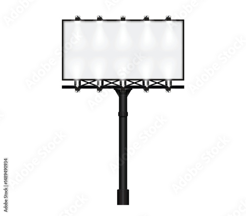 3d blank big billboard with spot lights. Mockup for your advertisement and design