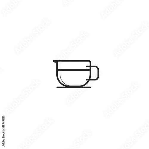 Minimalist teacup drawing displays drinkware simplicity illustration backdrop