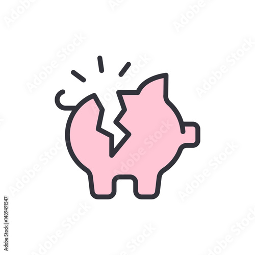 Broken Piggy Bank Illustration Representing Financial Loss Or Failure