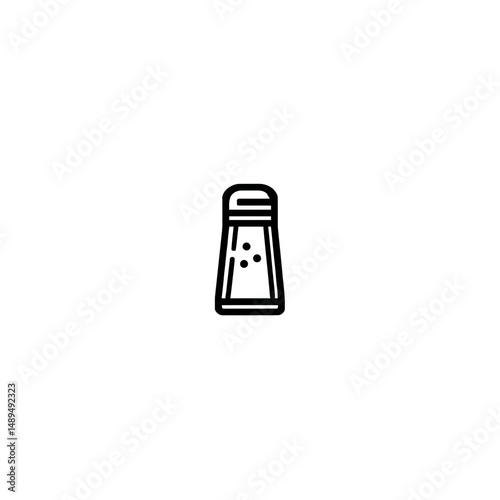 Saltshaker icon depicts seasoning sprinkling inside food background kitchen