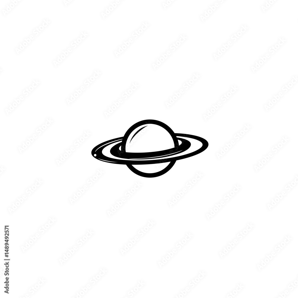 Ringing planet orbits alone in cosmic space black design