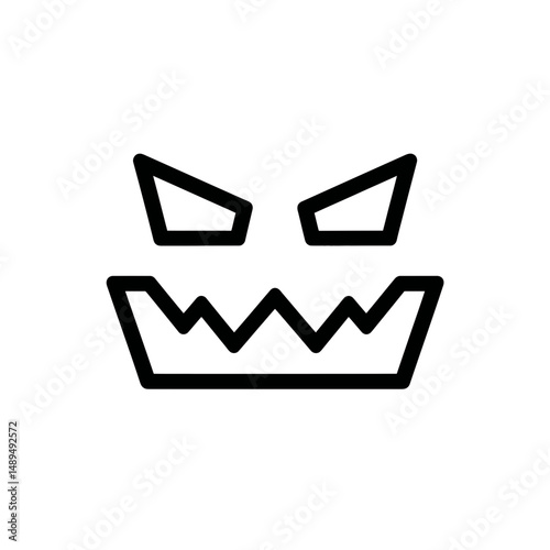 Evil face outline stares menacingly in simple graphic