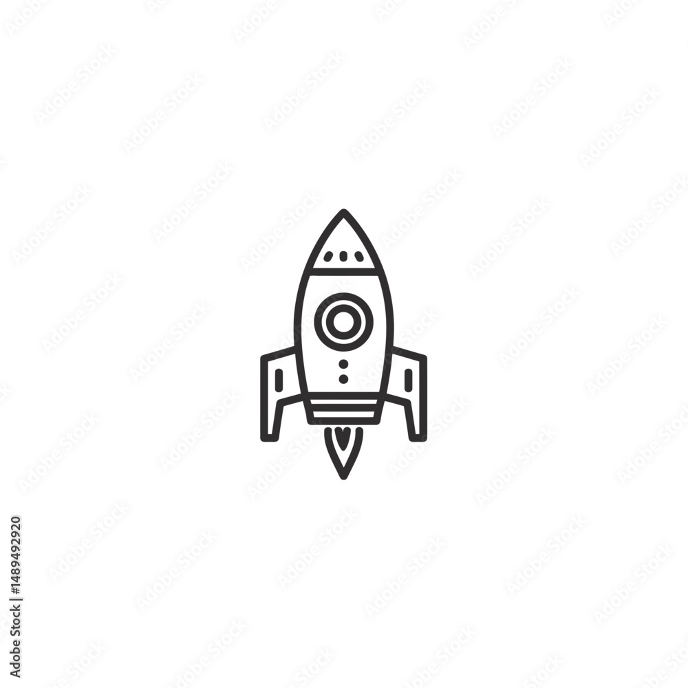Rocket icon launches upward showcasing space exploration future Rocket icon launches upward showcasing space exploration future