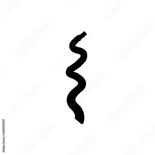 Black hose curls organically on clean white background simple design