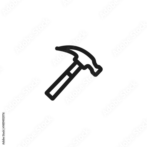 Black hammer outlines tool construction on a white background