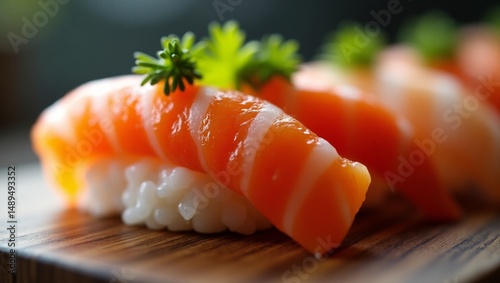 Macro Shot of Sushi Rolls – Detailed Close-Up of Traditional Japanese Food with Fresh Ingredients and Elegant Presentation