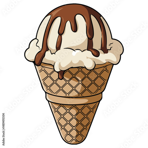 Creamy frozen dessert treat on plain background isolated vector illustration on white background