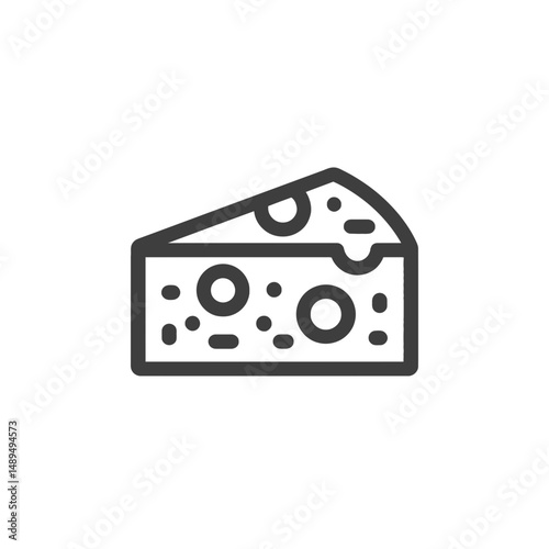 Cheese slice displays holes against white background detail