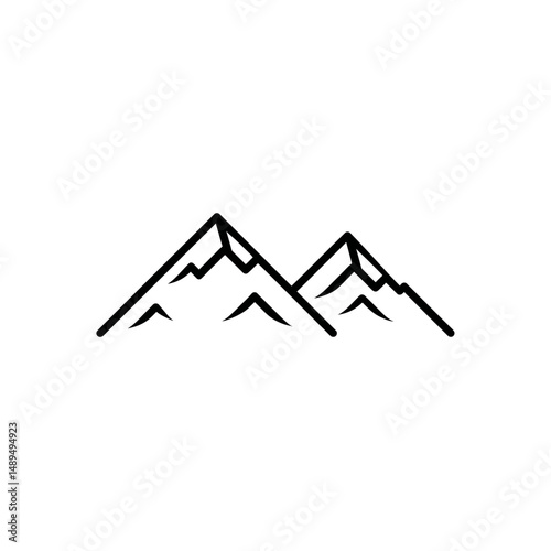 Mountain peaks display minimalist outline graphic design scene isolated