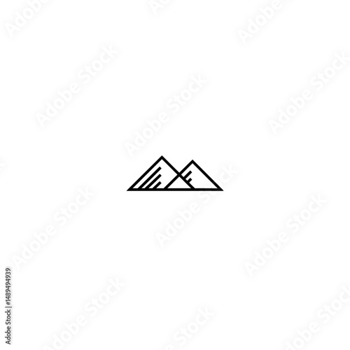 Minimalist mountains present alpine landscape outline graphic