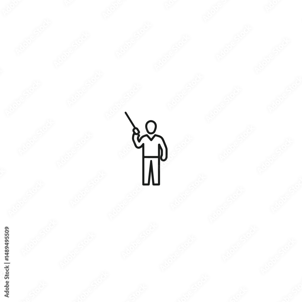 Fototapeta premium Icon person points during presentation against white background