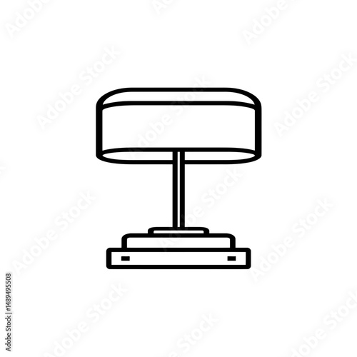 Desk lamp icon illuminates on white background outline style