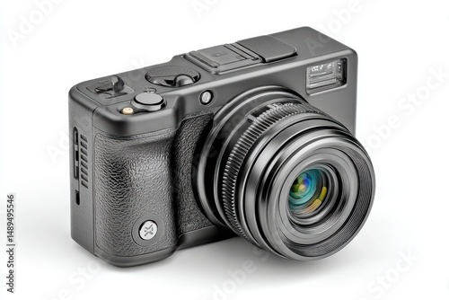 A compact digital camera on isolated white background
