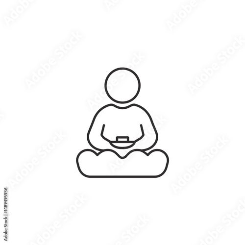 Person meditates peacefully in lotus position spiritual practice simple backdrop