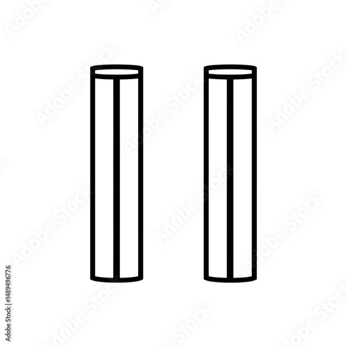 Two cylinders stand vertically isolated simple background image
