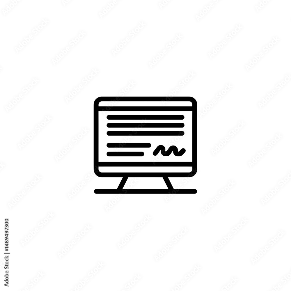 Display screen shows data editing abstract icon style Display screen shows data editing abstract icon style