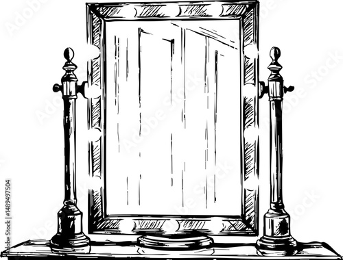Reflections on self-discovery a vintage vanity mirror in a cozy room with warm lighting and a nostalgic touch