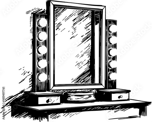 Vanity mirror setup for makeup application beauty studio illustration creative space side view glamour and style insights
