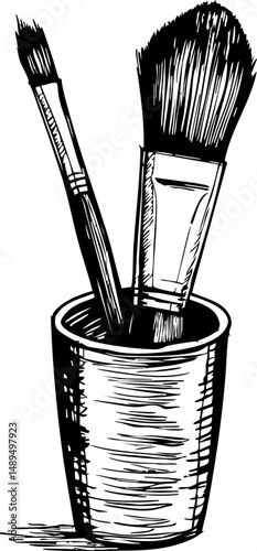 Creative painting process art studio illustration indoor close-up artistic expression