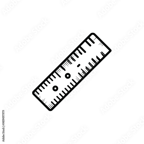 Isolated ruler measures distance geometry sketch white