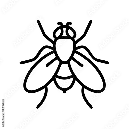 Fly Line Icon – Minimal Insect Outline Vector for Pest or Nature Design