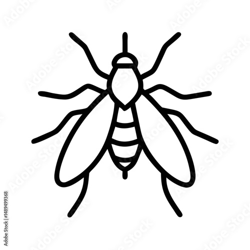 Mosquito Line Icon – Outline Vector of Flying Insect for Medical and Nature Concepts
