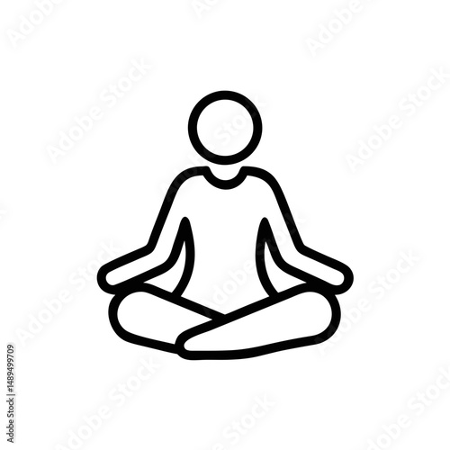 Meditation Pose Icon – Minimalist Yoga Figure in Lotus Position Line Art