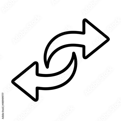 Outline Icon of Two Opposite Curved Arrows Vector Isolated on White Background